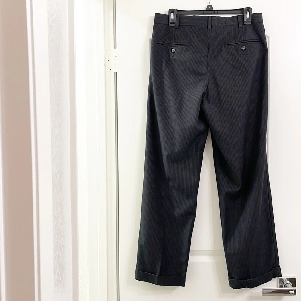 Black pinstripe pants